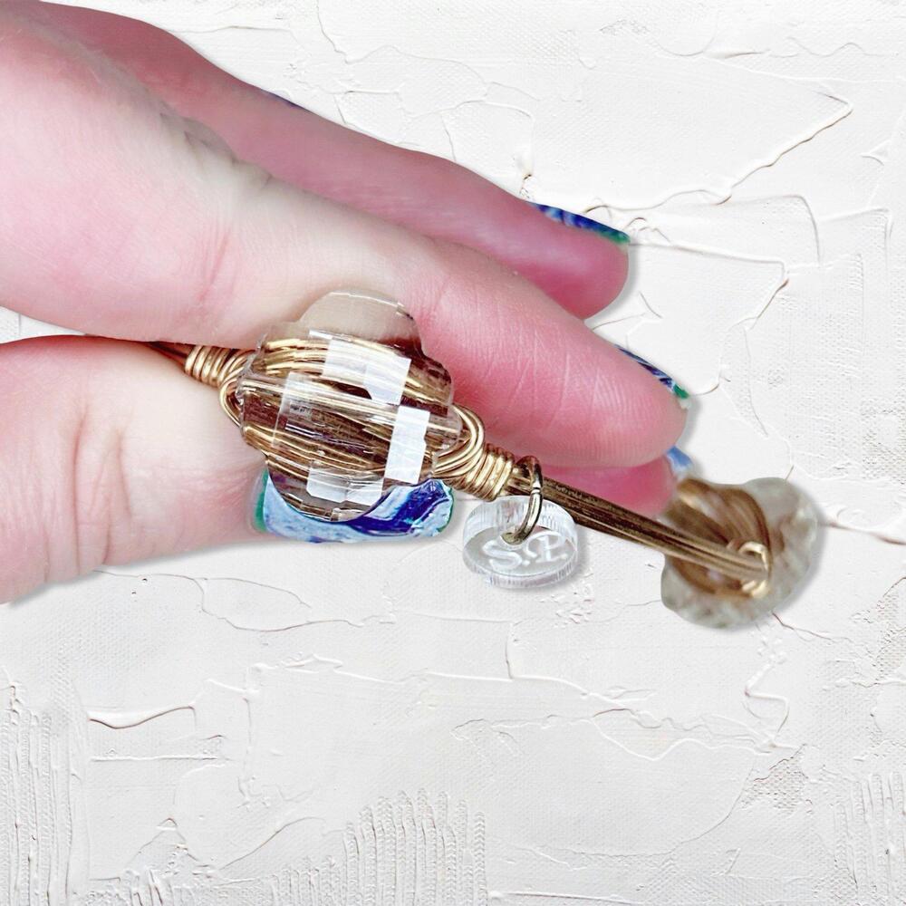 6794. Bronze Glass Bling Bracelet